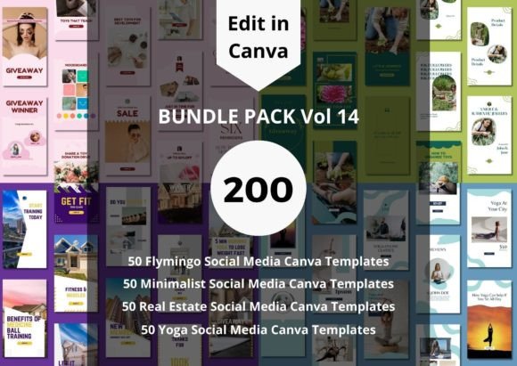 200 Social Media Canva Templates Bundles