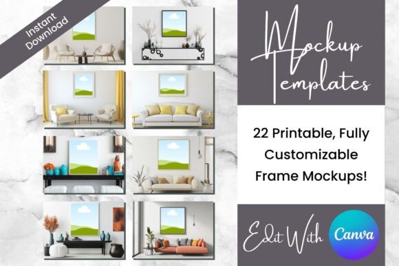 22 Wall Art Frame Mockup Canva Templates