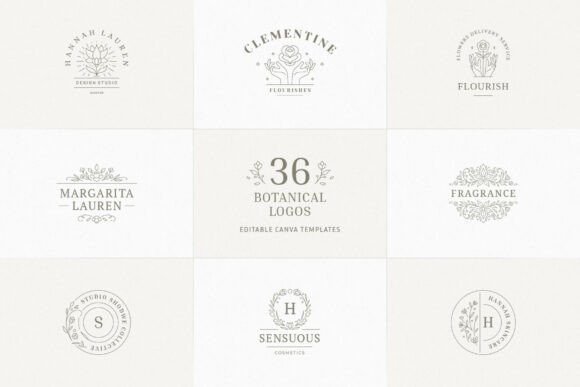 36 Botanical Logo Templates for Canva: Your Branding Toolkit