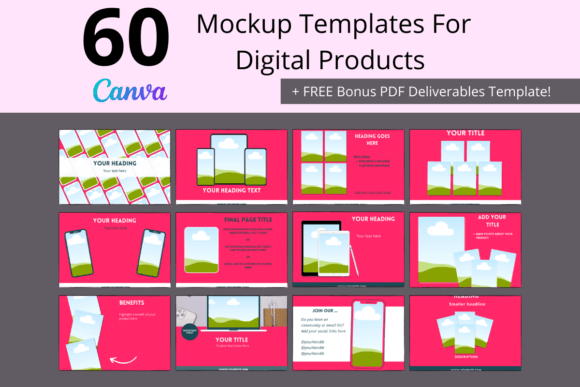 60 Digital Product Mockup Templates Set: Elevate Your Shop Listings