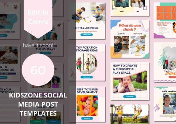 60 Kidszone Social Media Canva Templates: A Creative Toolkit