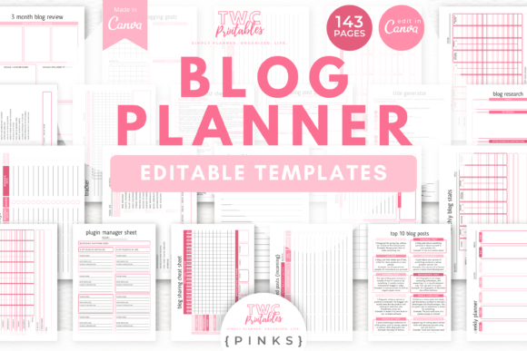 Blog Planner Canva Templates | PINKS for Pro Blogging