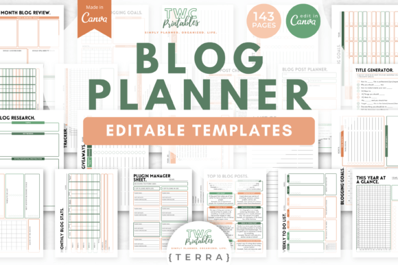 Blog Planner Canva Templates | TERRA: Organize Your Content Strategy