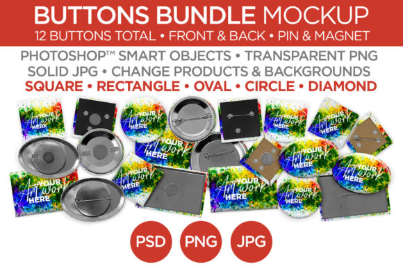 Buttons Bundle Mockups & Templates for Designers