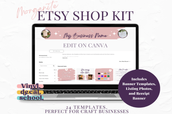 Editable Pink Shop Kit Canva Templates for Your Brand