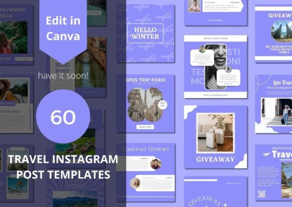 Elevate Your Feed: 60 Travel Social Media Canva Templates