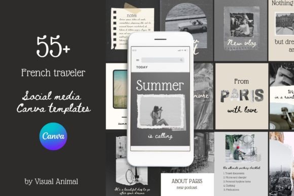 French Traveler Instagram Blog Templates: Cinematic Style