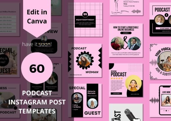Modern Podcast Branding: 60 Canva Templates