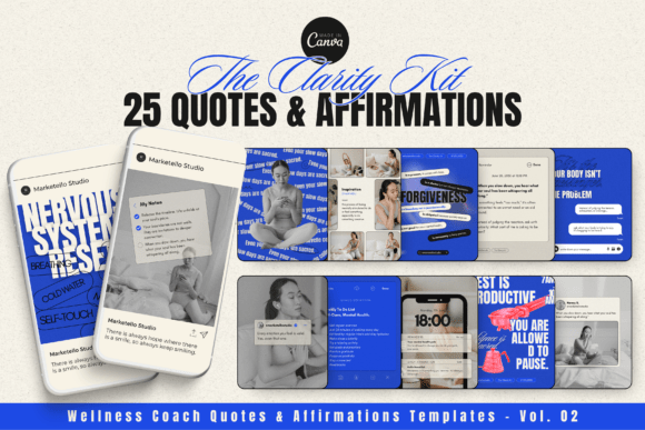 Modern Wellness Branding with Quote & Affirmations Canva Templates