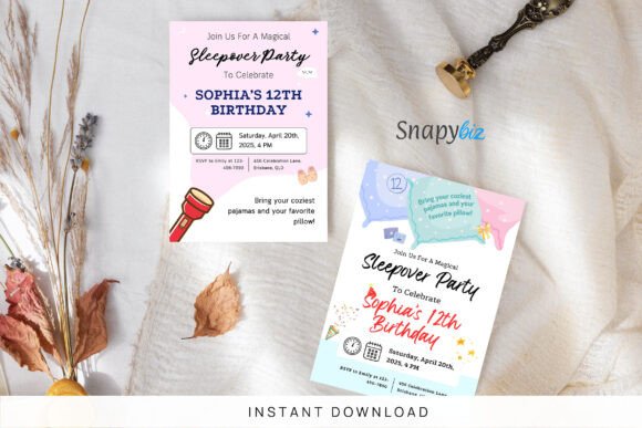 Set the Scene with Retro Neon Sleepover Birthday Invitation Templates